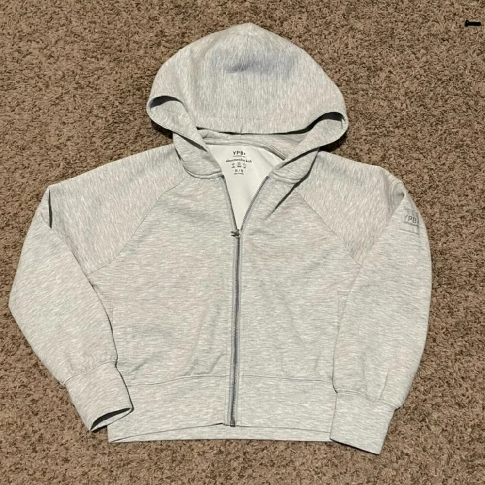 Abercrombie Kids YPB Neoknit Active Kids Zip-Up Hoodie, Heather Gray, Size 11/12 - Picture 4 of 7